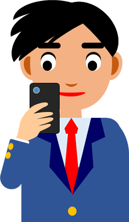 スマホを見る男の子のイラスト画像