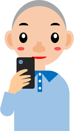 スマホを見る男の子のイラスト画像