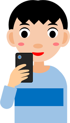 スマホを見る男の子のイラスト画像