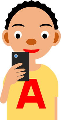 スマホを見る男の子のイラスト画像