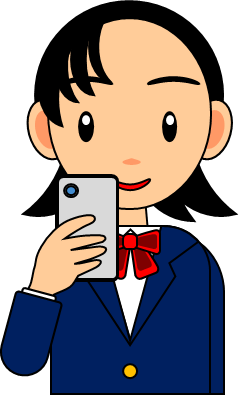 スマホを見る女の子のイラスト画像