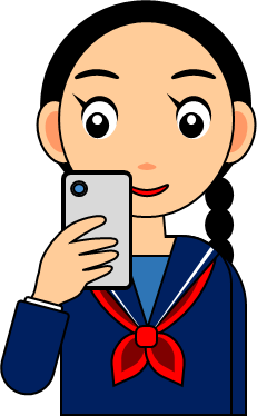 スマホを見る女の子のイラスト画像