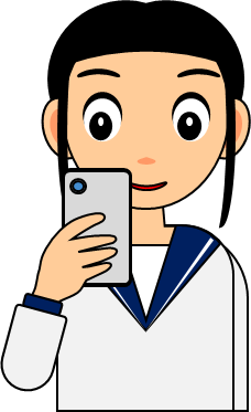 スマホを見る女の子のイラスト画像