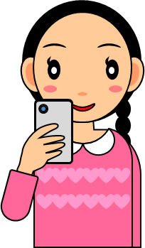 スマホを見る女の子のイラスト画像