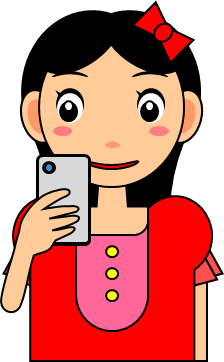 スマホを見る女の子のイラスト画像