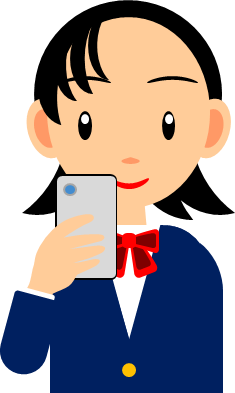 スマホを見る女の子のイラスト画像