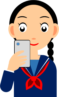 スマホを見る女の子のイラスト画像