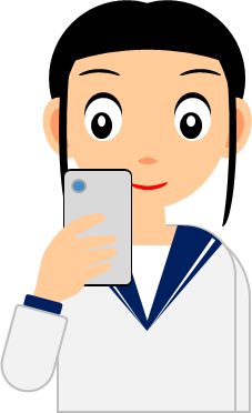 スマホを見る女の子のイラスト画像
