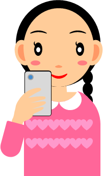 スマホを見る女の子のイラスト画像