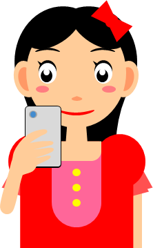 スマホを見る女の子のイラスト画像