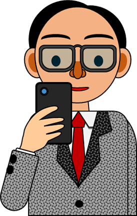 スマホを見る男性のイラスト画像