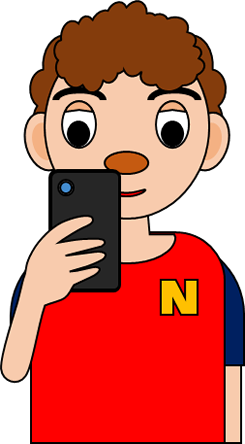 スマホを見る男性のイラスト画像