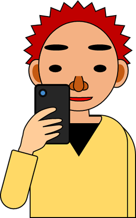 スマホを見る男性のイラスト画像