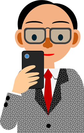 スマホを見る男性のイラスト画像