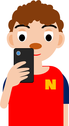 スマホを見る男性のイラスト画像