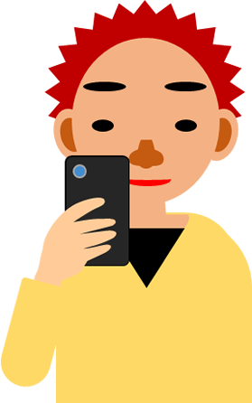 スマホを見る男性のイラスト画像