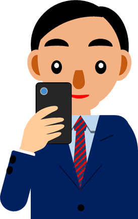 スマホを見る男性のイラスト画像