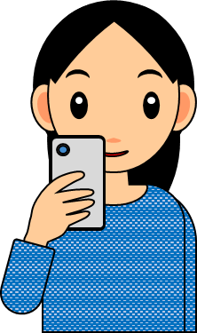 スマホを見る女性のイラスト画像