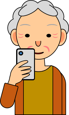 スマホを見る女性のイラスト画像