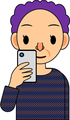 スマホを見る女性のイラスト画像