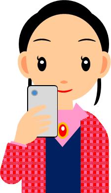 スマホを見る女性のイラスト画像
