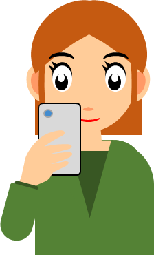 スマホを見る女性のイラスト画像