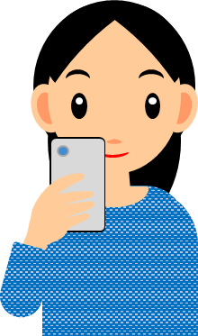スマホを見る女性のイラスト画像