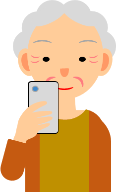 スマホを見る女性のイラスト画像