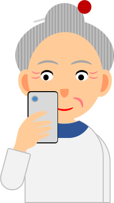 スマホを見る女性のイラスト画像