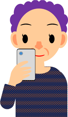 スマホを見る女性のイラスト画像