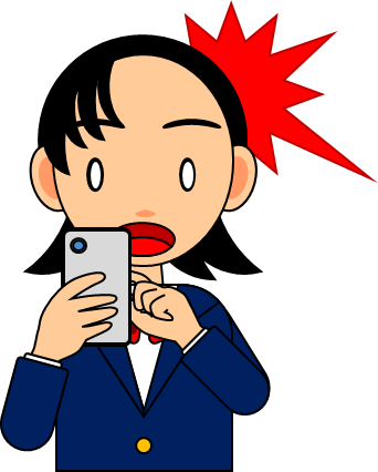 スマホの画面を見て驚く女の子のイラスト画像