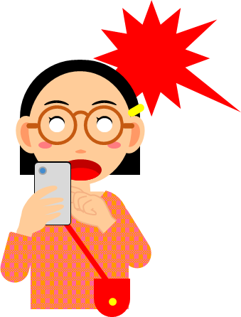 スマホの画面を見て驚く女の子のイラスト画像