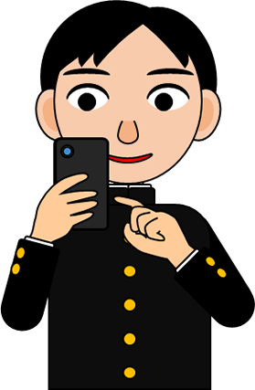 スマホを操作する男の子のイラスト画像