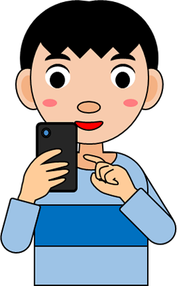 スマホを操作する男の子のイラスト画像