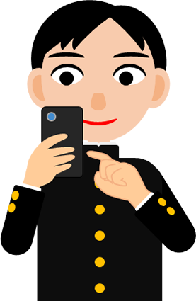 スマホを操作する男の子のイラスト画像