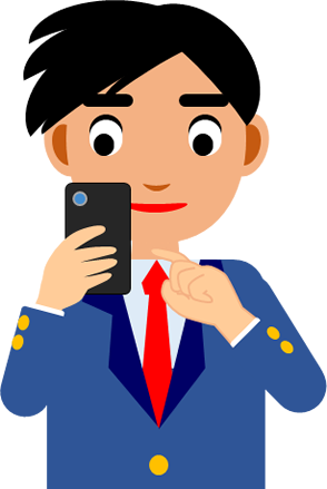 スマホを操作する男の子のイラスト画像