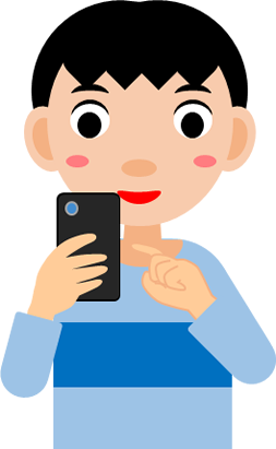 スマホを操作する男の子のイラスト画像