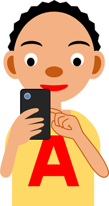 スマホを操作する男の子のイラスト画像
