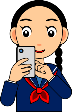 スマホを操作する女の子のイラスト画像