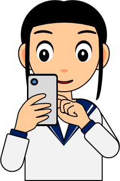 スマホを操作する女の子のイラスト画像