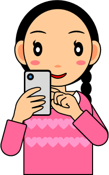 スマホを操作する女の子のイラスト画像
