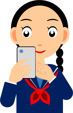 スマホを操作する女の子のイラスト画像