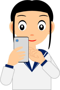 スマホを操作する女の子のイラスト画像