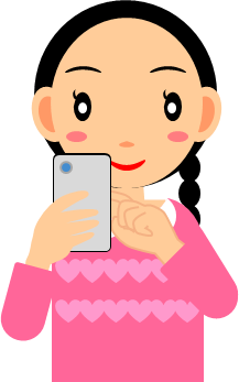 スマホを操作する女の子のイラスト画像