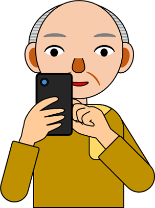 スマホを操作する男性のイラスト画像