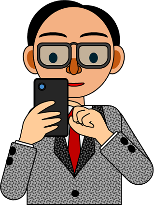 スマホを操作する男性のイラスト画像