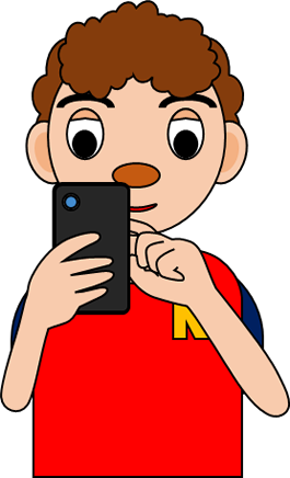 スマホを操作する男性のイラスト画像