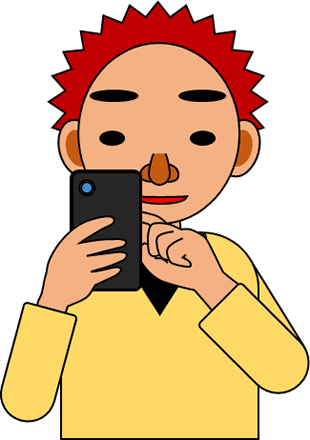 スマホを操作する男性のイラスト画像