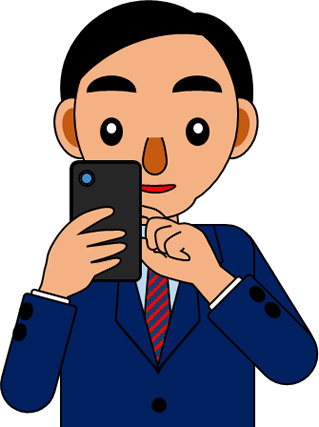 スマホを操作する男性のイラスト画像
