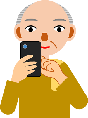 スマホを操作する男性のイラスト画像